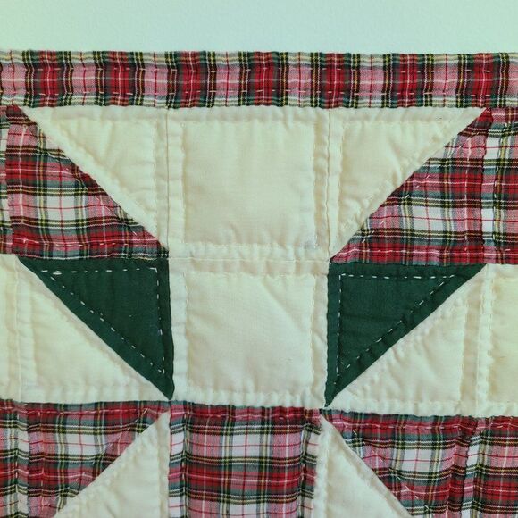 Christmas Mini Quilt Wall Hanging Table Topper Gift Bow and Trees Handmade VTG - Picture 4 of 10